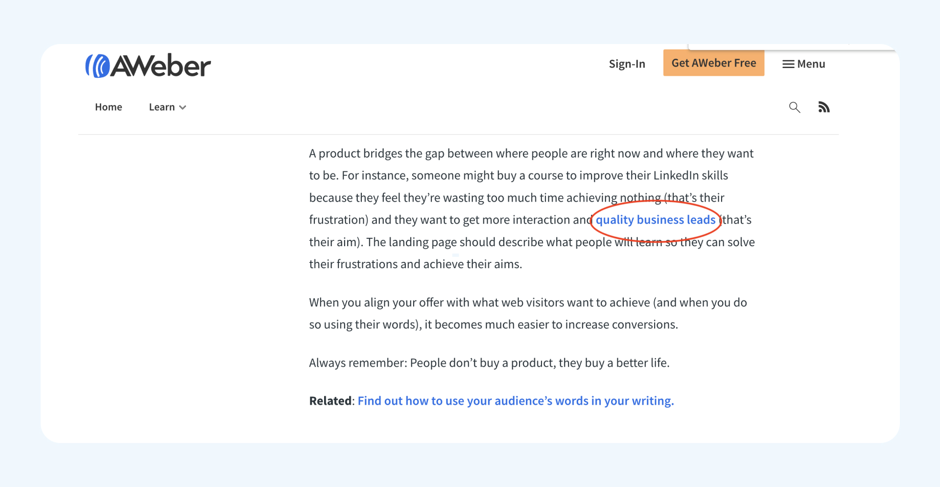 Inbound Link Anchor Text Example